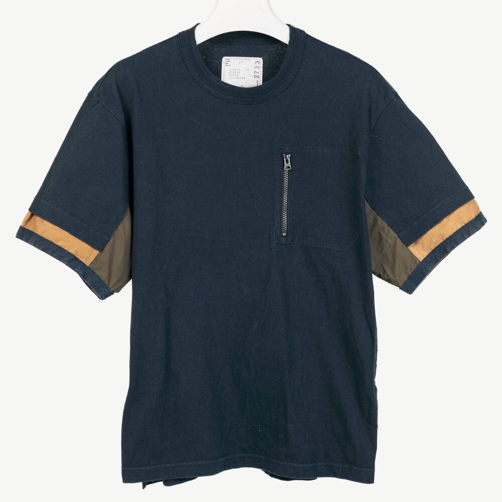 Sacai Navy Cotton-Jersey Layered T-Shirt